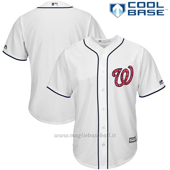 Maglia Baseball Uomo Washington Nationals 2017 Estrellas y Rayas Bianco Cool Base